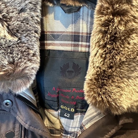 BELSTAFF GOLD LABEL Ladies Women’s 42 Small Brown Jacket Fur Collar Cuffs - Picture 7 of 16